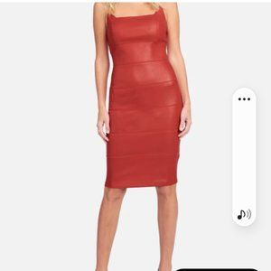 Vegan leather midi dress